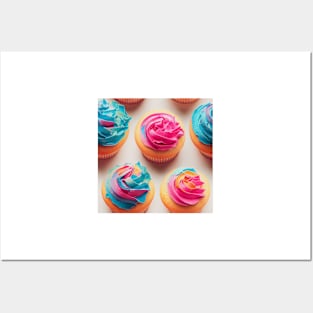 Watercolor cupcake pattern Posters and Art